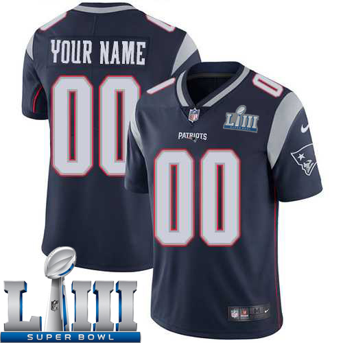 Custom Men New England Patriots Navy Limited Vapor Untouchable Nike 2019 Super Bowl LIII NFL Jersey